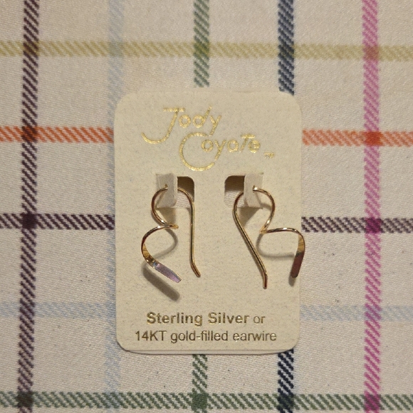 Vintage NWT Jody Coyote Gold Swirl Dangle Earrings - Picture 1 of 4